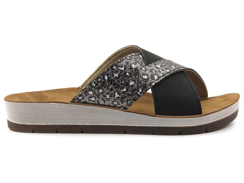 Dámské žabky s leopardím potiskem - Inblu CP-09, černé