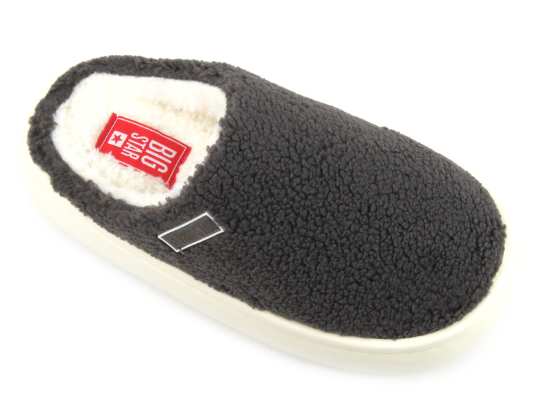 Dámské kožešinové pantofle se silnou podrážkou - Big Star MM274134, tmavě šedé