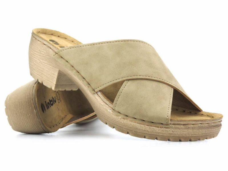 Dámské žabky na vysokém podpatku - INBLU BL-03, béžové