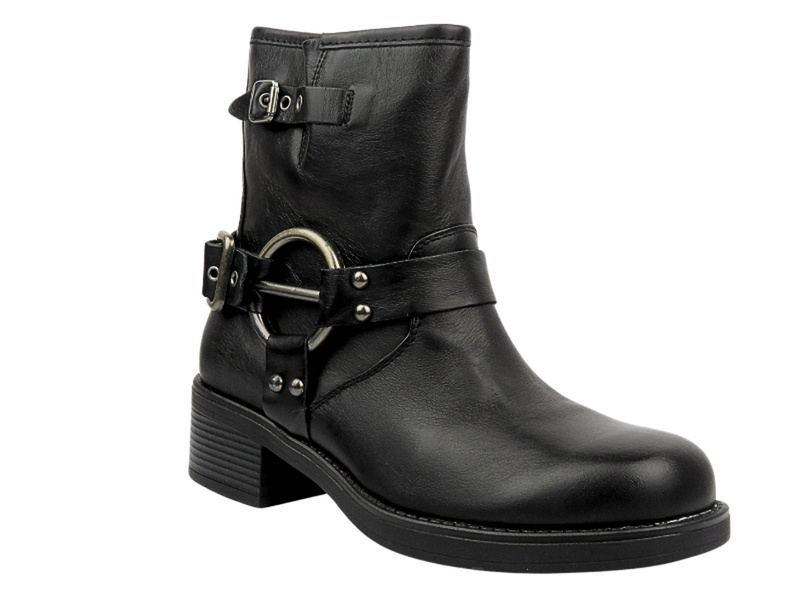 Dámské kožené kotníkové boty Venezia W014LEBLOBB008 Černé nazouvací boty