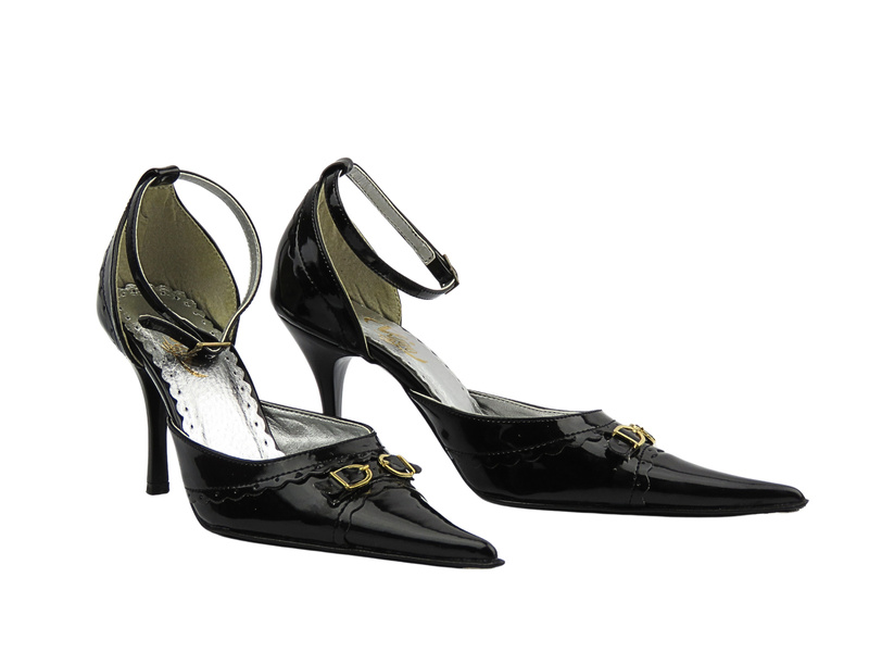 Lakované dámské lodičky na jehlovém podpatku černé Vigo 665