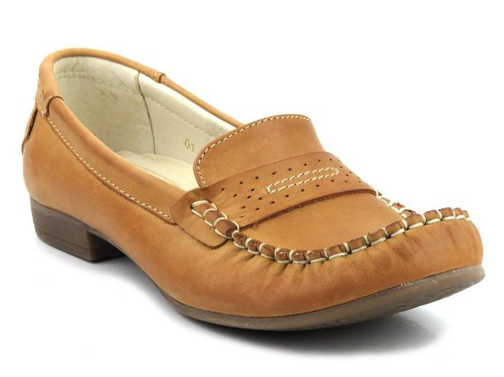 Dámské kožené mokasíny z přírodní kůže - Helios J.01, hnědá