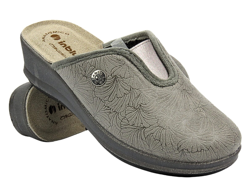 Dámské měkké pantofle na podpatku - INBLU GI-21, šedé