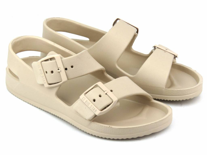 Lehké dámské pěnové sandály s přezkami - Big Star LL274746, béžové