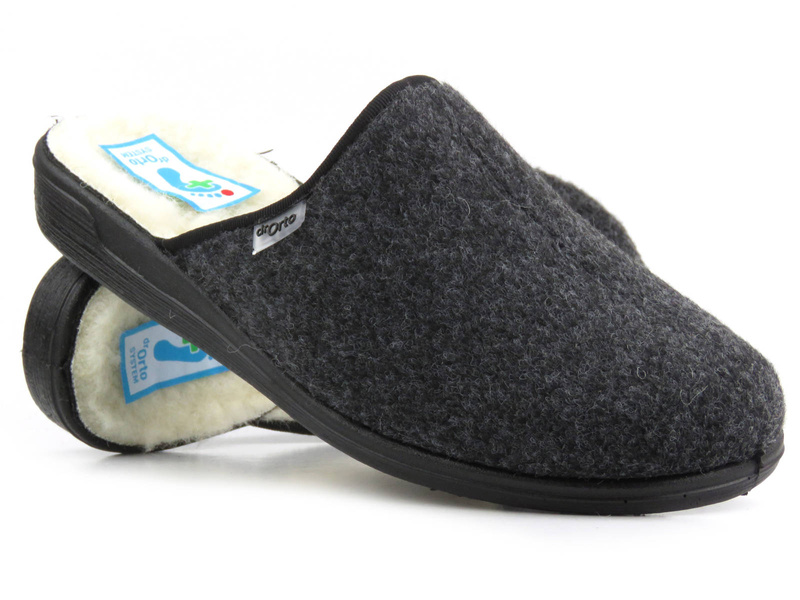 Pánské plstěné pantofle s vlnou - Dr Orto 000M326, šedé