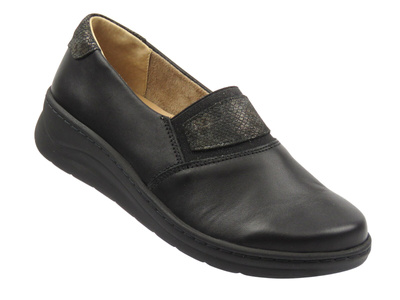 Pohodlné dámské polobotky z měkké kůže černé Helios Komfort 455