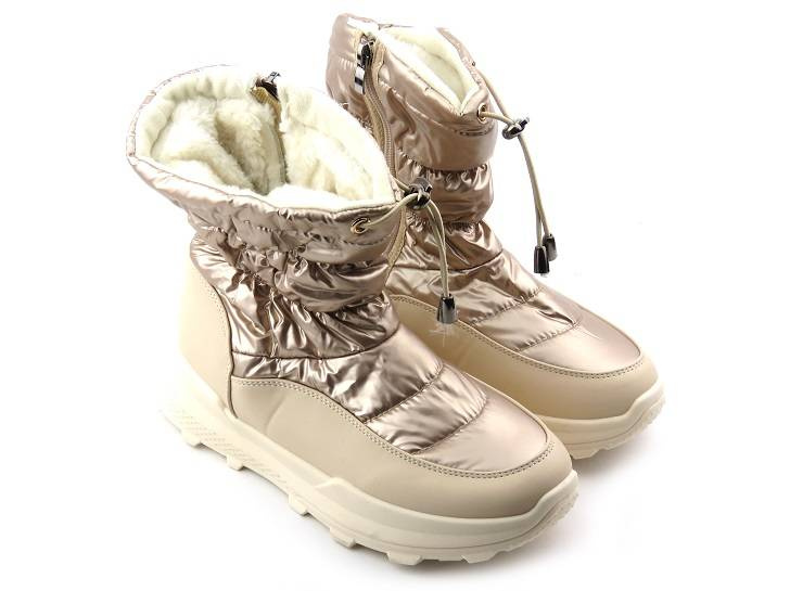 Dámské sněhule na zip a šňůrku - NOVINKY 21SN26-4353, zlaté