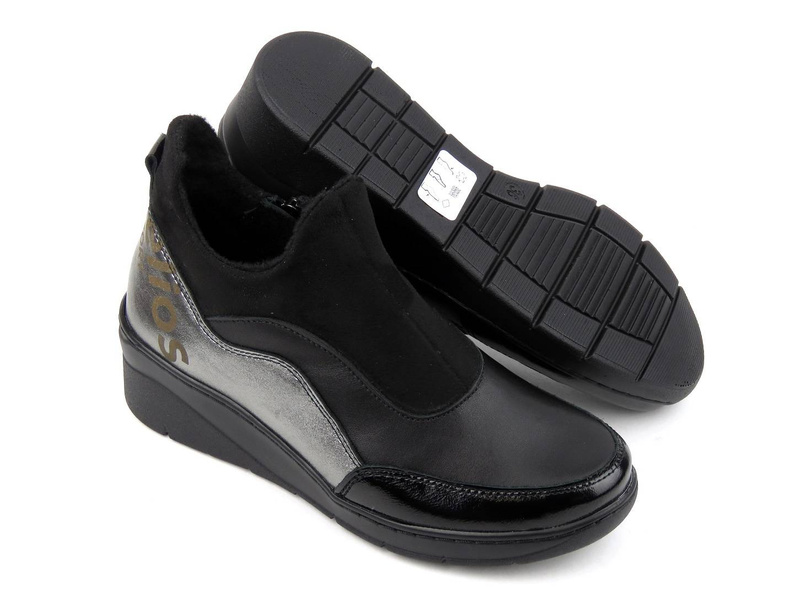 Dámské kožené kotníkové boty se zvýšenou podrážkou - HELIOS Komfort 540, černá 2