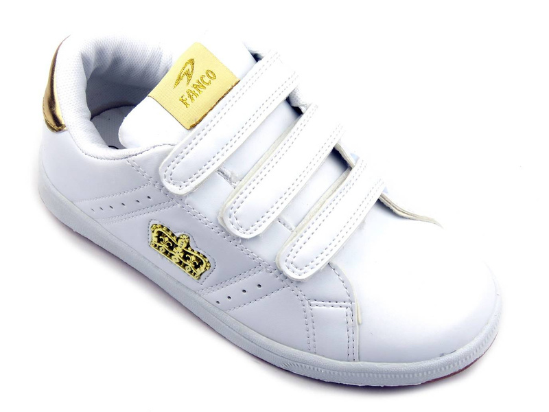 Dětská sportovní obuv FANCO ES07-HH1304, bílá a zlatá s korunkou