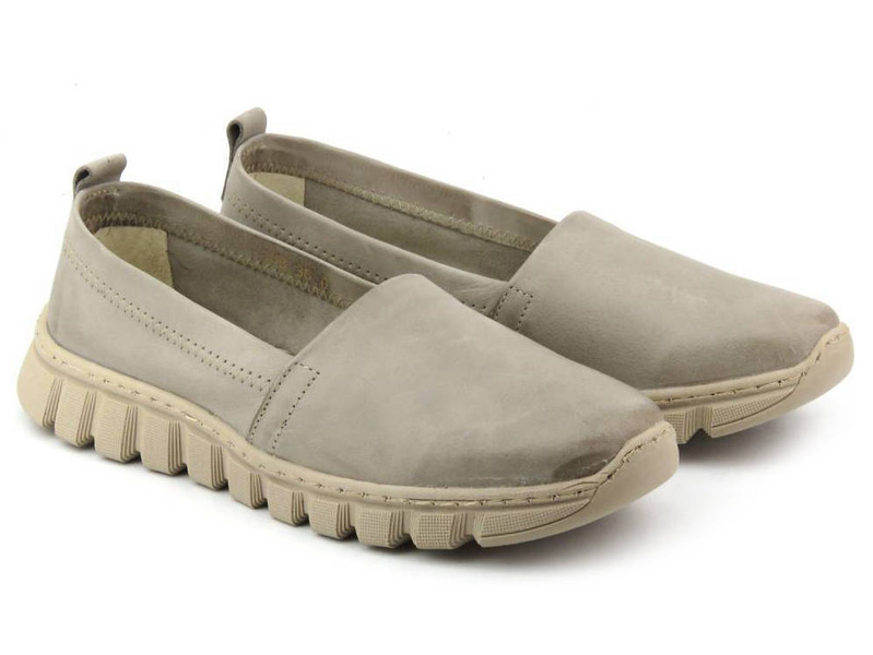 Kožené boty, dámské mokasíny na jaro a léto - HELIOS Komfort 405, šedá