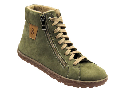 Barefoot kožené minimalistické dámské kotníkové boty olivové Nika Komfort 1443