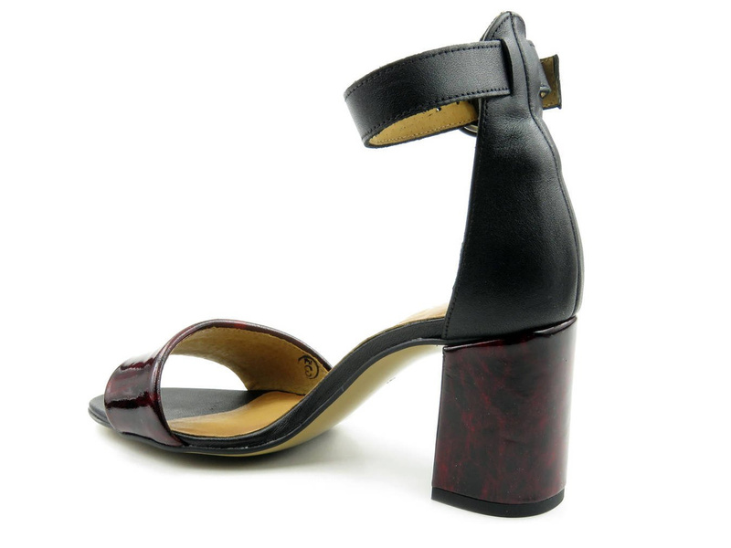 Elegantní dámské sandály na vysokém podpatku - MACIEJKA 04235-23, černá a vínová