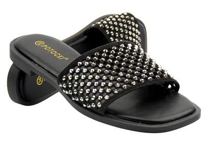 Dámské pantofle s cvočky černé Potocki 25-21369