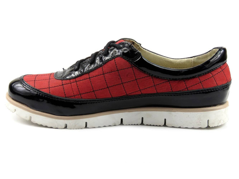 Dámská kožená obuv s kostkovaným vzorem - HELIOS Komfort 307, červená