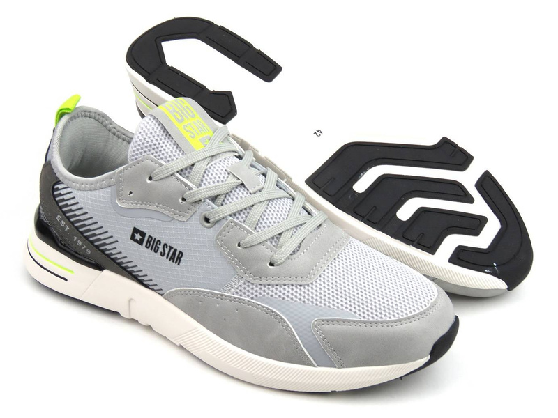 Pánská sportovní obuv s technologií přizpůsobení chodidlu - BIG STAR JJ174291, šedá