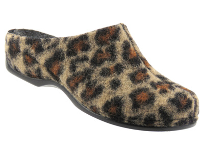 Pohodlné dámské plstěné pantofle Berkemann 01028-138 Donata, hnědý leopardí vzor