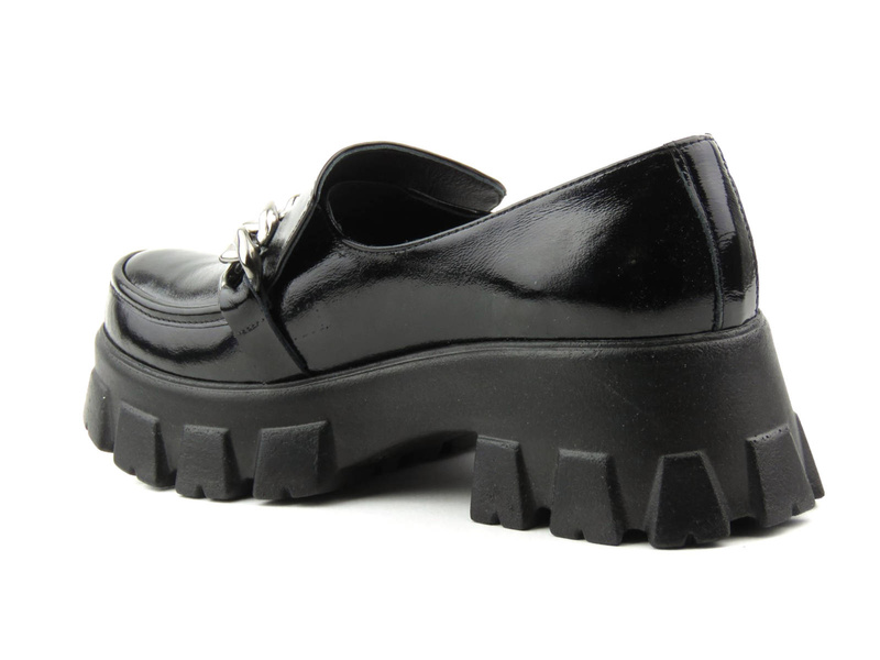 Dámské lakované lordy na silné platformě - VENEZIA 001770, černá