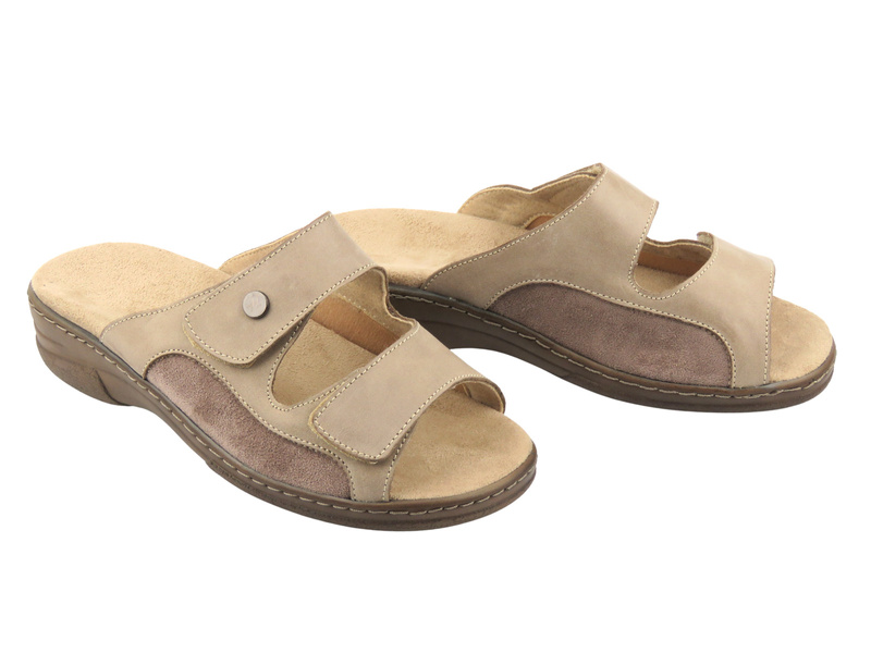 Pohodlné dámské pantofle Helios Comfort 160, béžové