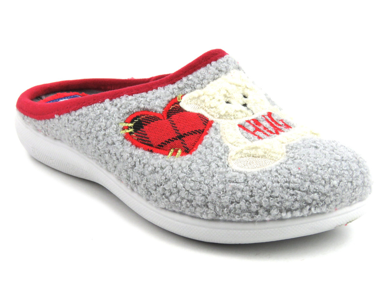 Teplé dámské pantofle, mládež - INBLU EC-95, šedé s medvídkem