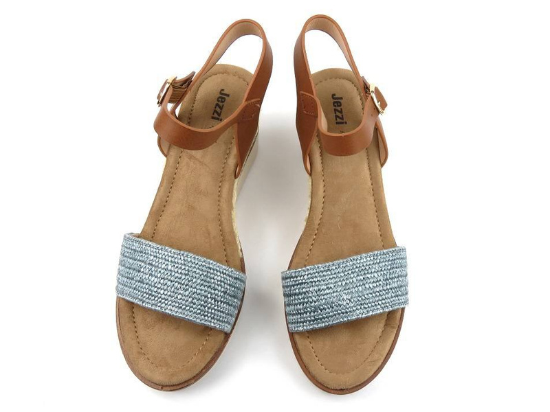 Dámské sandály na klínku, espadrilky - JEZZI 21SD98-3590, modré