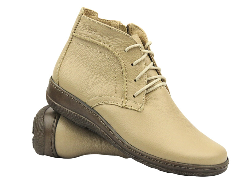 Pohodlné boty, dámské boty z měkké kůže - HELIOS Comfort 612-2 Ecru 3