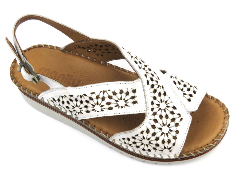 Pohodlné dámské sandály - Manitu 910214-03, bílé
