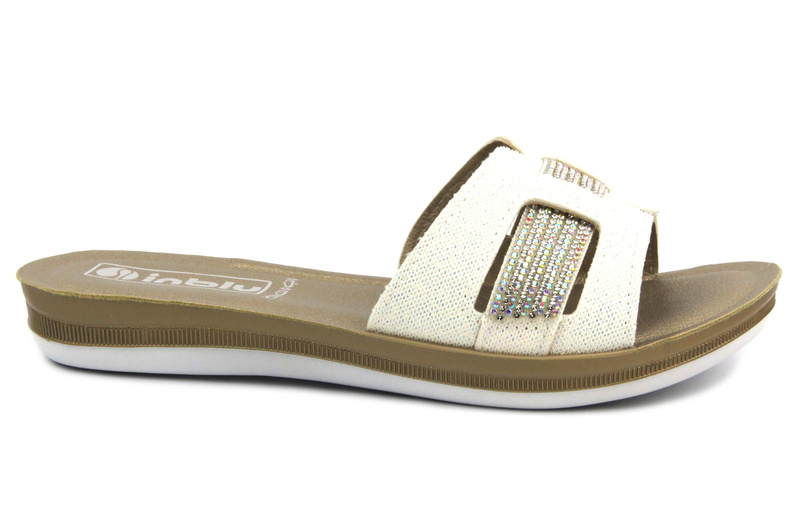 Pohodlné dámské žabky s lesklým svrškem - INBLU BA-50, bílá