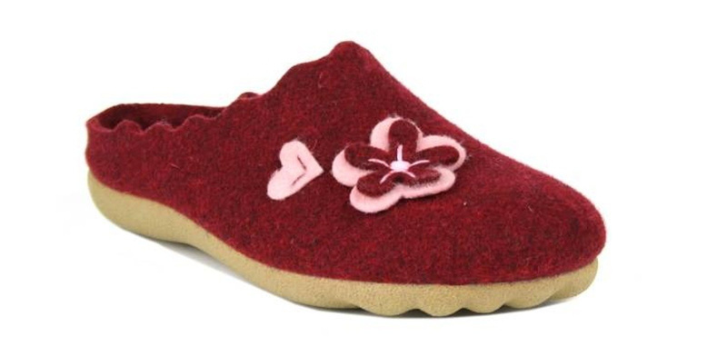 Teplé dámské pantofle z přírodní plsti - Manitu 320385, bordó