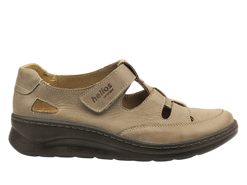 Dámské kožené boty se zapínáním na suchý zip - Helios Komfort 780-2, tmavě modrá