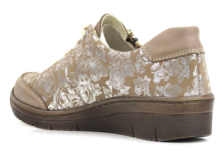 Dámské kožené boty s květinami - HELIOS Komfort 334-2, béžová