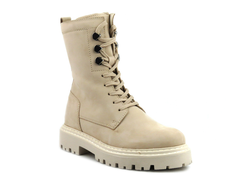 Kožené boty, dámské zateplené boty - Marco Tozzi Marco Tozzi 2-26296-41, krémové