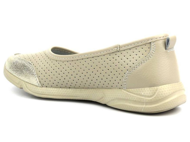 Kožené polobotky, dámské baleríny- Evento 21PB32-3621, béžová barva