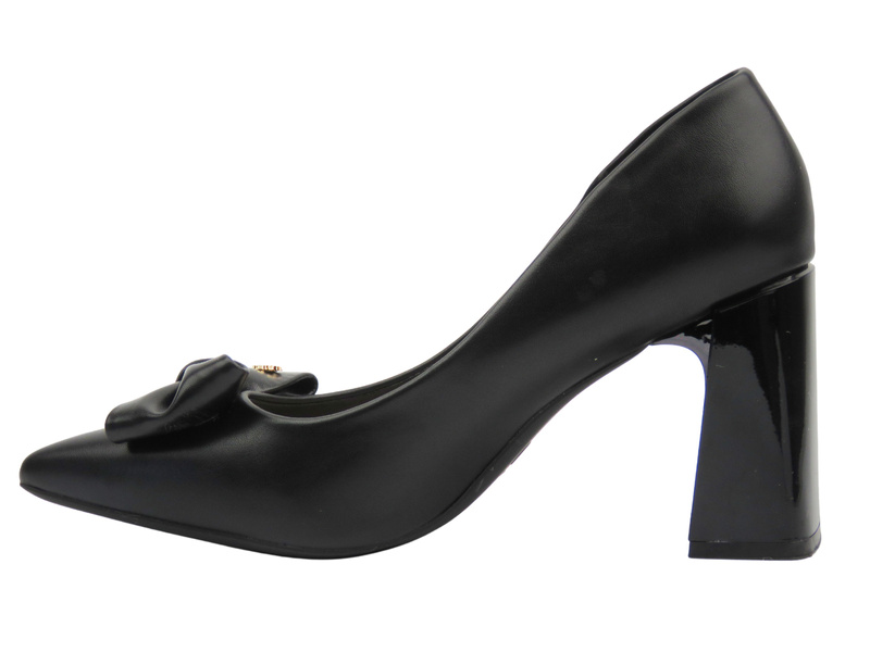 Lodičky na podpatku černé Vinceza 62104 s blokovým podpatkem