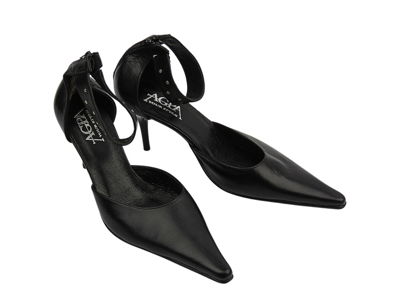 Kožené dámské lodičky na podpatku černé GriNbut 126