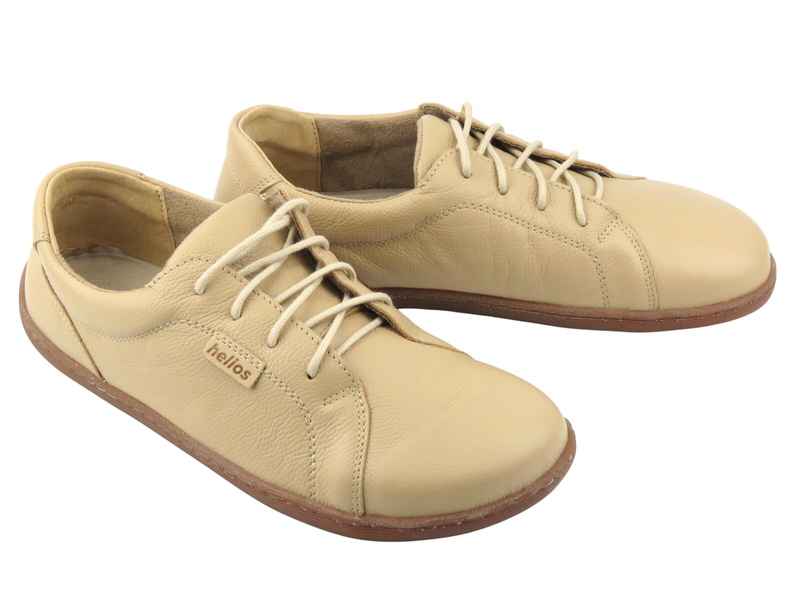 Kožené minimalistické dámské barefoot polobotky Helios Komfort 451, světle béžové