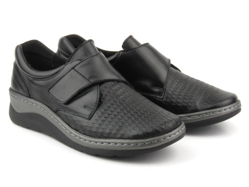 Dámské kožené boty na suchý zip - Wasak 0539, černá