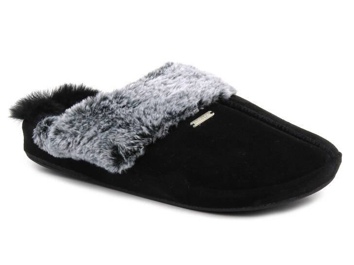 Měkké dámské pantofle s kožíškem - American Club SL 04/23, černé