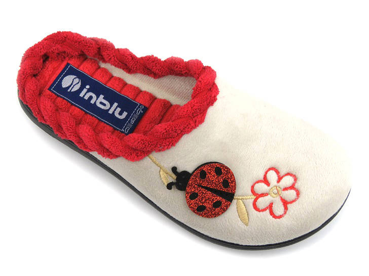 Dámské pantofle s jemně masírující vložkou - INBLU EC-84, béžové s beruškou