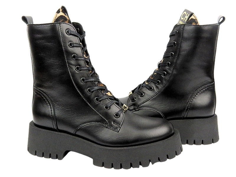 Dámské kožené boty - CheBello 4587 Black with Zipper 
