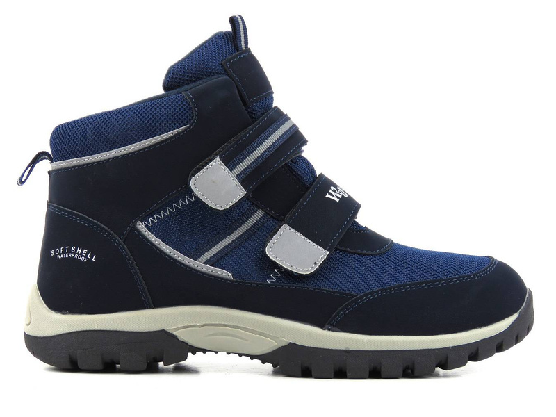 Trekové boty, dětské zimní boty - WOJTYŁKO 21040 Softshell, tmavě modrá