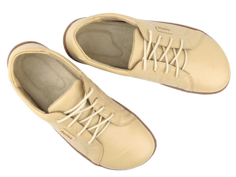 Kožené minimalistické dámské barefoot polobotky Helios Komfort 451, světle béžové