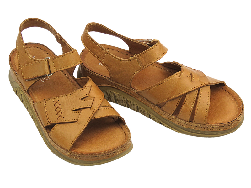 Dámské kožené sandály Nika Komfort H-173 hnědé