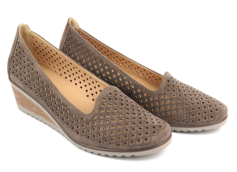 Dámské ažurové polobotky na platformách - Potocki 24-12306, khaki