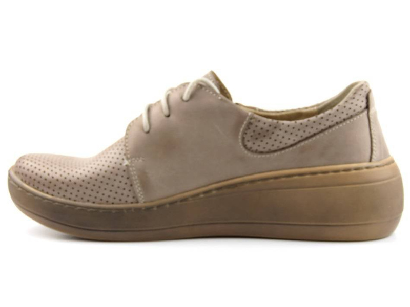 Dámské kožené boty se silnou podrážkou - Helios Komfort 328S, béžová