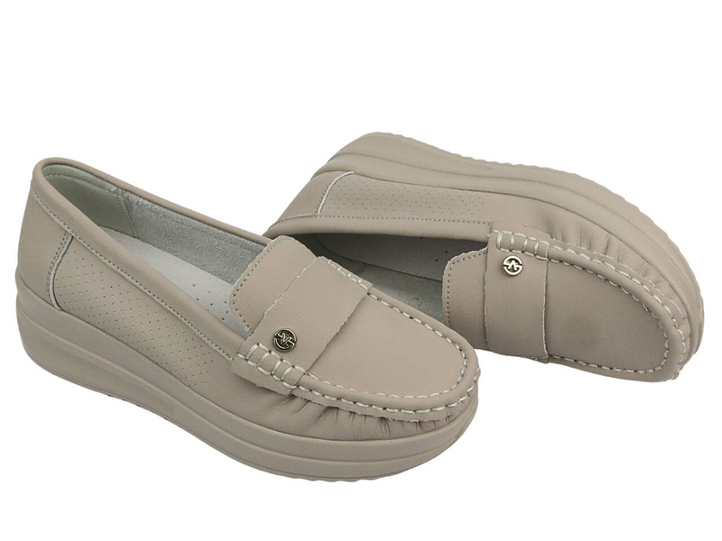 Dámské boty, mokasíny z přírodní kůže - VENEZIA 00104104-71, béžová