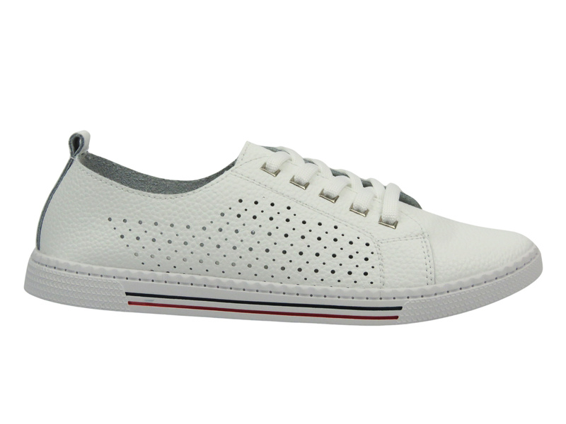 Kožené dámské polobotky – Nika Komfort H-607, bílé – šněrovací