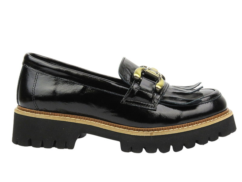 Dámské lakované lordy na silné platformě - VENEZIA 001770, černá