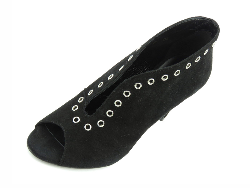 Jarní dámské kotníkové boty na vysokém podpatku - Conhpol Bis 3937, černé