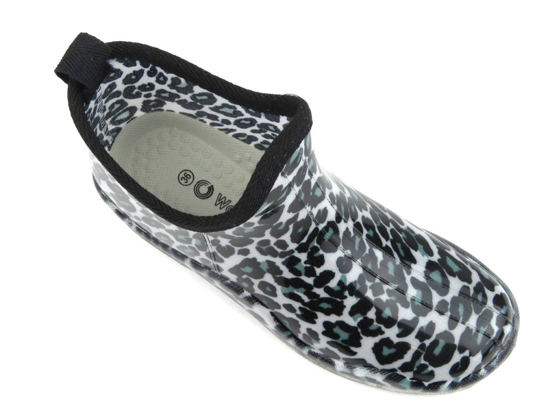 Holínky, dámské holínky - WOJTYŁKO 2210, béžové s leopardím potiskem