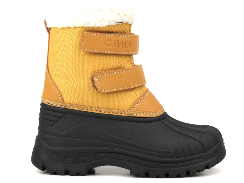Dětské sněhule zateplené ovčí kůží - BIG STAR KK374237, hnědé a černé